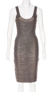 Metallic Silver foil Herve Lever Bandage Dress